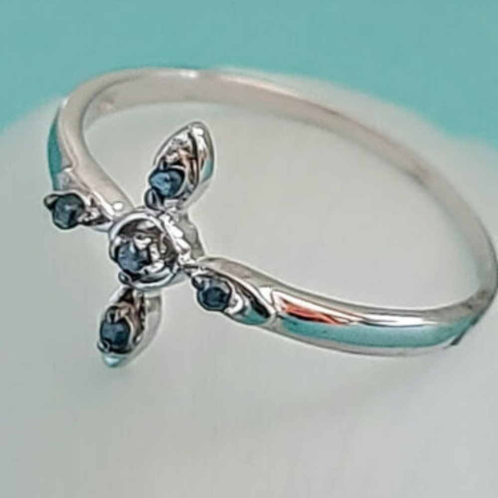 0.05 Carat Genuine Blue Diamond 925 Sterling Silver Ring Sz 7